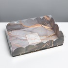 Коробка для печенья, кондитерская упаковка с PVC крышкой, «Мрамор», 20 х 30 х 8 см - фото 320829972