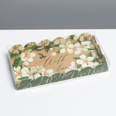 Коробка для печенья, кондитерская упаковка с PVC крышкой, «Пчёлка», 10.5 х 21 х 3 см