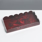 Коробка для печенья, кондитерская упаковка с PVC крышкой, «Розы», 10.5 х 21 х 3 см - фото 319721539