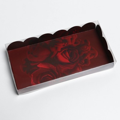 Коробка для печенья, кондитерская упаковка с PVC крышкой, «Розы», 10.5×21×3 см