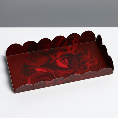 Коробка для печенья, кондитерская упаковка с PVC крышкой, «Розы», 10.5×21×3 см