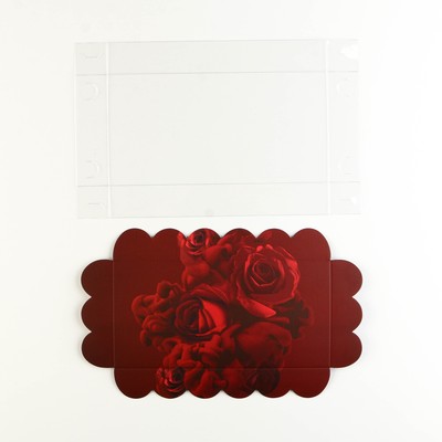 Коробка для печенья, кондитерская упаковка с PVC крышкой, «Розы», 10.5×21×3 см