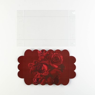 Коробка для печенья, кондитерская упаковка с PVC крышкой, «Розы», 10.5×21×3 см