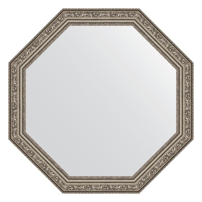 Зеркало в багетной раме, виньетка состаренное серебро 56 мм, 60,4х60,4 см