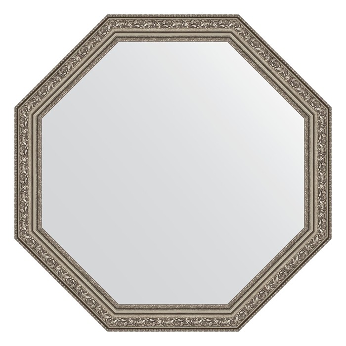 Зеркало в багетной раме, виньетка состаренное серебро 56 мм, 65x65 см