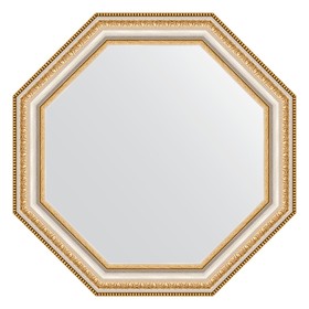 Зеркало в багетной раме, золотые бусы на серебре 60 мм, 51,6х51,6 см