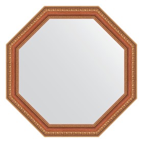 Зеркало в багетной раме, бронзовые бусы на дереве 60 мм, 61,6х61,6 см