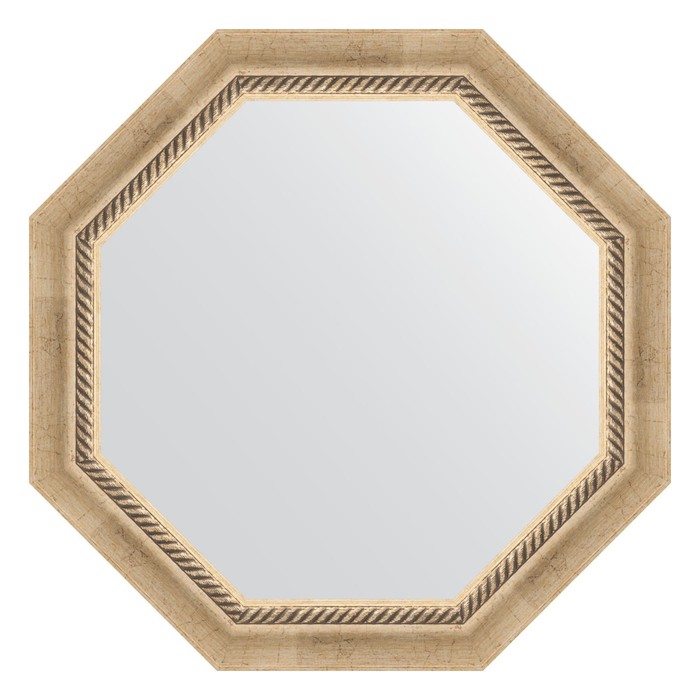 Зеркало в багетной раме, состаренное серебро с плетением 70 мм,  63,2х63,2 см
