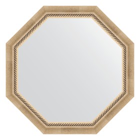 Зеркало в багетной раме, состаренное серебро с плетением 70 мм,  73,2х73,2 см