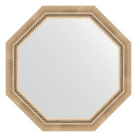 Зеркало в багетной раме, состаренное серебро с плетением 70 мм, 68x68 см