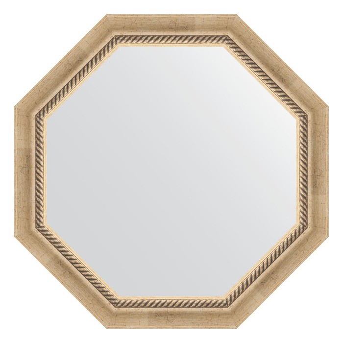 Зеркало в багетной раме, состаренное серебро с плетением 70 мм, 68x68 см