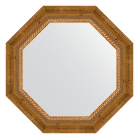 Зеркало в багетной раме, состаренная бронза с плетением 70 мм, 53х53 см