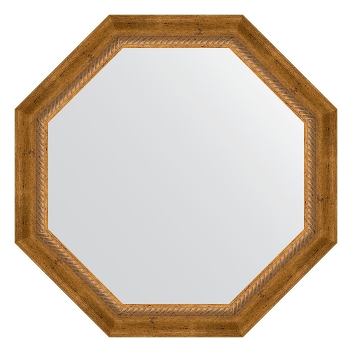 Зеркало в багетной раме, состаренная бронза с плетением 70 мм, 68x68 см