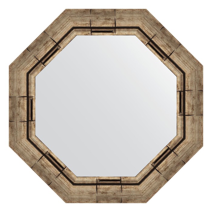 Зеркало в багетной раме, серебряный бамбук 73 мм, 54х54 см
