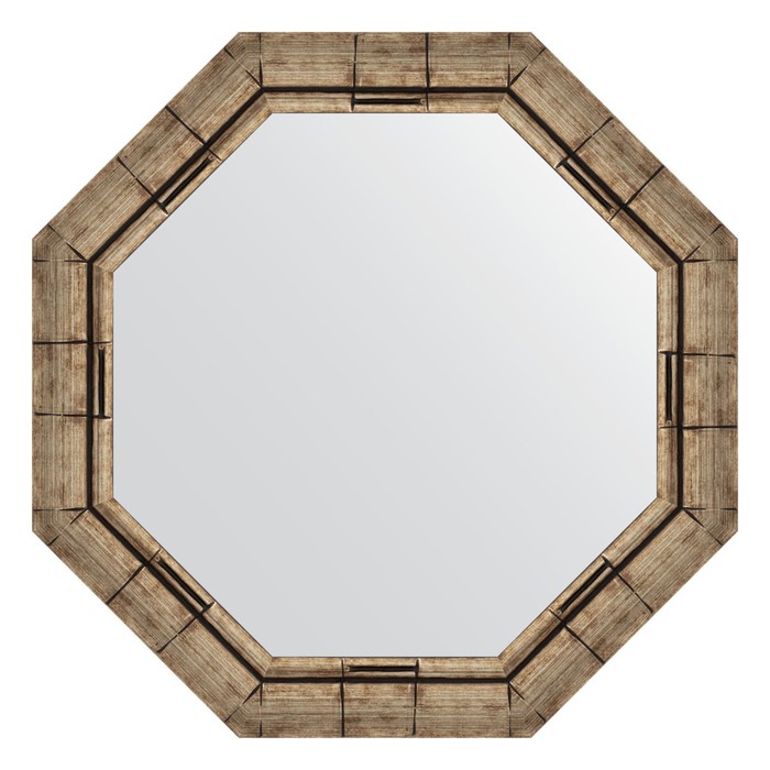 Зеркало в багетной раме, серебряный бамбук 73 мм, 64х64 см