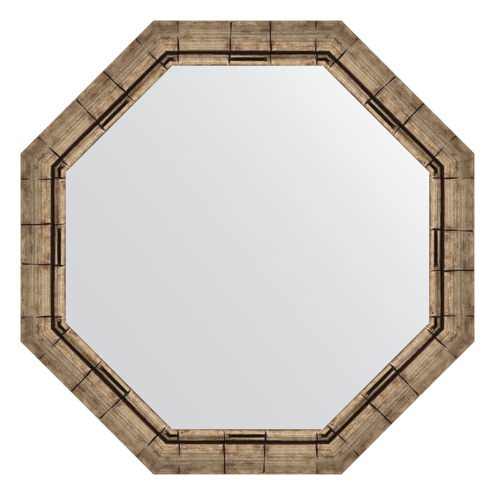 Зеркало в багетной раме, серебряный бамбук 73 мм, 74х74 см