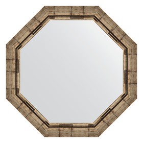 Зеркало в багетной раме, серебряный бамбук 73 мм, 68x68 см