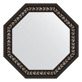 Зеркало в багетной раме, черный ардеко 81 мм, 69x69 см