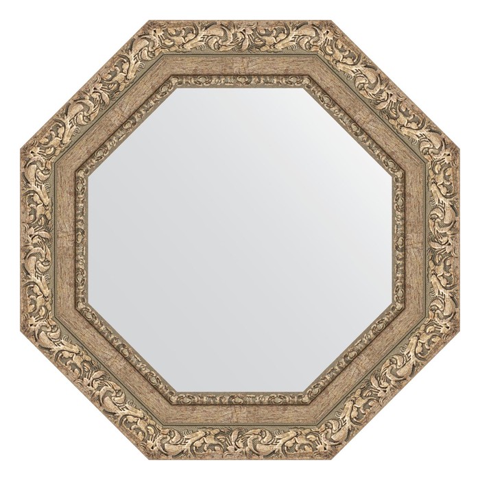 Зеркало в багетной раме, виньетка античное серебро 85 мм, 55,4х55,4 см