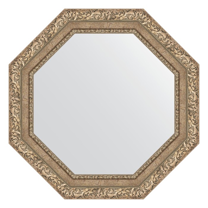 Зеркало в багетной раме, виньетка античное серебро 85 мм, 65,4х65,4 см
