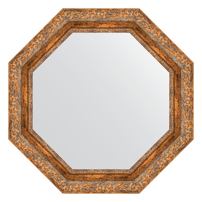 Зеркало в багетной раме, виньетка античная бронза 85 мм, 65,4х65,4 см