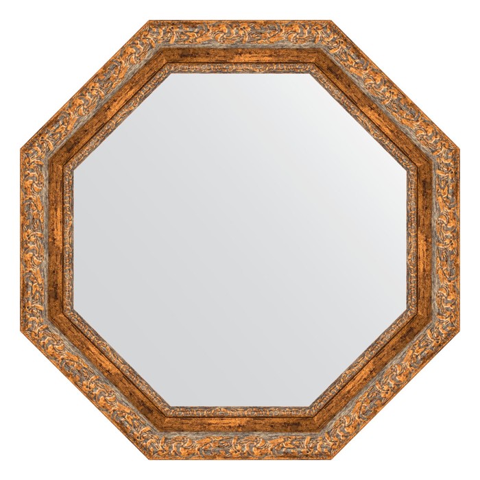 Зеркало в багетной раме, виньетка античная бронза 85 мм, 70x70 см
