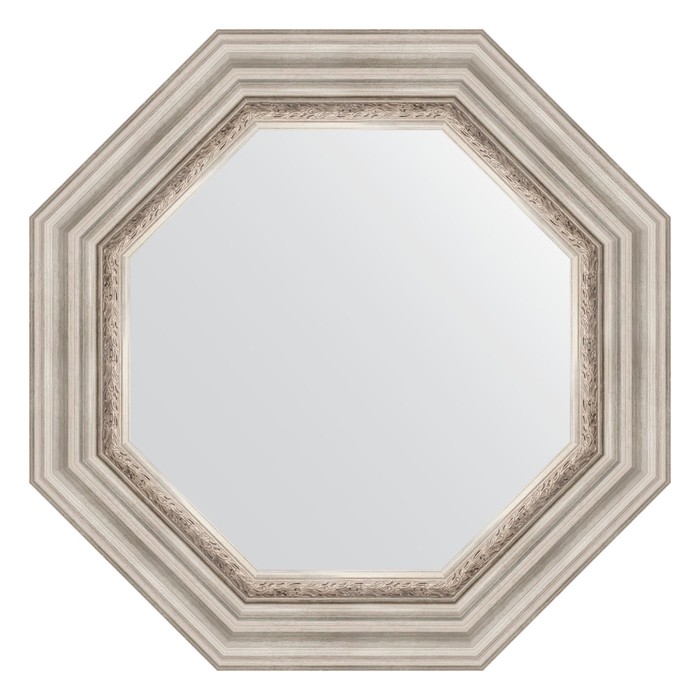 Зеркало в багетной раме, римское серебро 88 мм,  56,6х56,6 см