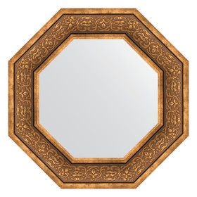 Зеркало в багетной раме, вензель бронзовый 101 мм, 59,4х59,4 см