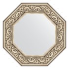 Зеркало в багетной раме, барокко серебро 106 мм, 60,4х60,4 см - фото 301562354
