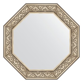 Зеркало в багетной раме, барокко серебро 106 мм, 80,4х80,4 см