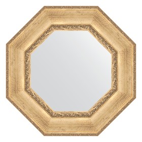 Зеркало в багетной раме, состаренное серебро с орнаментом 120 мм, 63х63 см