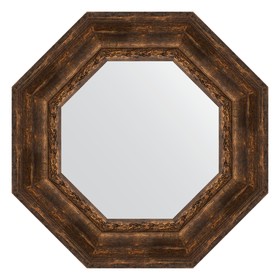 Зеркало в багетной раме, состаренное дерево с орнаментом 120 мм,  62,6х62,6 см