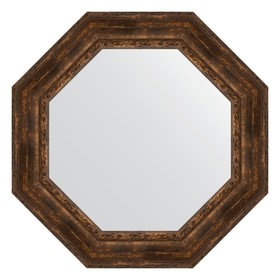 Зеркало в багетной раме, состаренное дерево с орнаментом 120 мм, 82,6х82,6 см