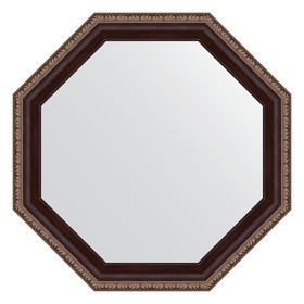 Зеркало в багетной раме, махагон с орнаментом 50 мм, 49x49 см