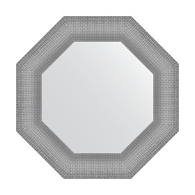 Зеркало в багетной раме, серебряная кольчуга 88 мм, 57x57 см