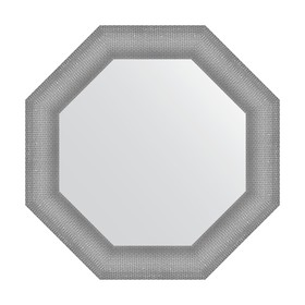 Зеркало в багетной раме, серебряная кольчуга 88 мм, 67x67 см