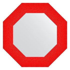 Зеркало в багетной раме, красная волна 89 мм, 57x57 см