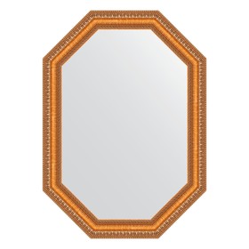 Зеркало в багетной раме, золотые бусы на бронзе 60 мм, 51x71 см