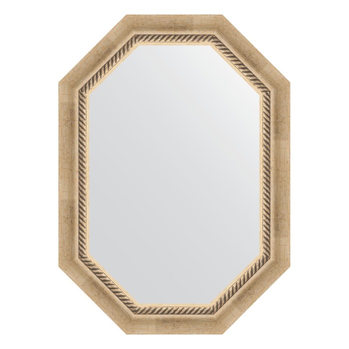 Зеркало в багетной раме, состаренное серебро с плетением 70 мм, 53x73 см