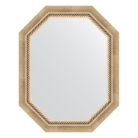 Зеркало в багетной раме, состаренное серебро с плетением 70 мм, 58x73 см
