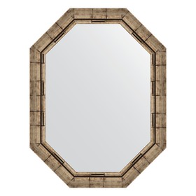 Зеркало в багетной раме, серебряный бамбук 73 мм 63x83 см