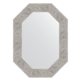 Зеркало в багетной раме, волна хром 90 мм, 56x76 см