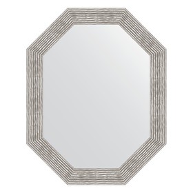 Зеркало в багетной раме, волна хром 90 мм, 76x96 см