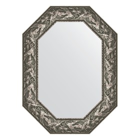 Зеркало в багетной раме, византия серебро 99 мм, 58x78 см
