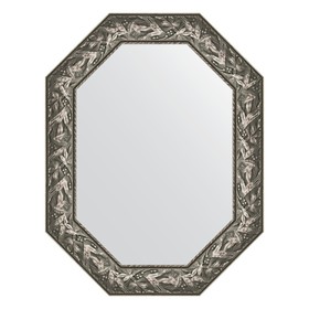 Зеркало в багетной раме, византия серебро 99 мм, 68x88 см