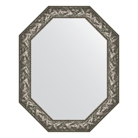 Зеркало в багетной раме, византия серебро 99 мм, 78x98 см