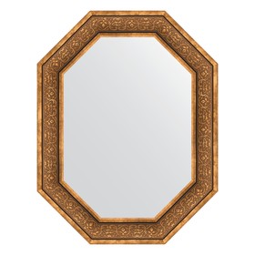 Зеркало в багетной раме, вензель бронзовый 101 мм, 69x89 см