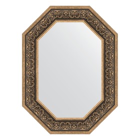 Зеркало в багетной раме, вензель серебряный 101 мм, 59x79 см