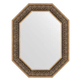 Зеркало в багетной раме, вензель серебряный 101 мм, 69x89 см