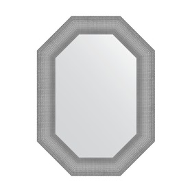 Зеркало в багетной раме, серебряная кольчуга 88 мм, 56x76 см